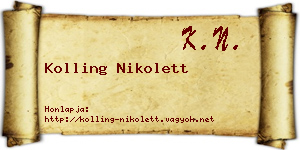 Kolling Nikolett névjegykártya
